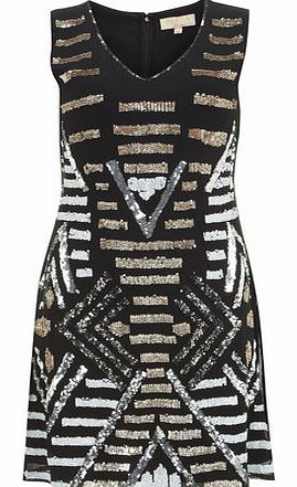 Dorothy Perkins Womens Maya Black Aztec Embellished Dress- Black