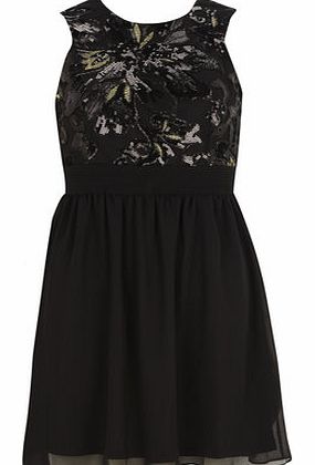 Dorothy Perkins Womens Maya Black Sequin Contrast Dress- Black