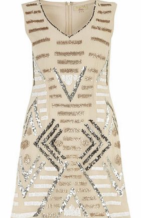 Dorothy Perkins Womens Maya Cream Aztec Embellished Dress- Cream