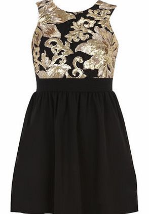 Dorothy Perkins Womens Maya Gold Sequin Contrast Dress- Gold