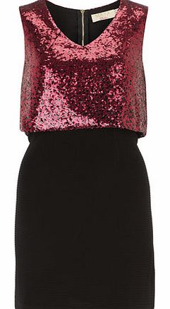 Dorothy Perkins Womens Maya Red Black Double Layer Dress- Red
