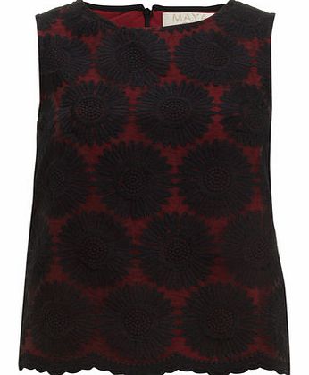 Dorothy Perkins Womens Maya Red Flower Overlay Top- Red DP61400128
