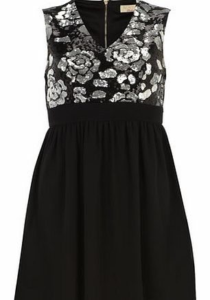 Dorothy Perkins Womens Maya Silver V Neck Sequin Dress- Silver