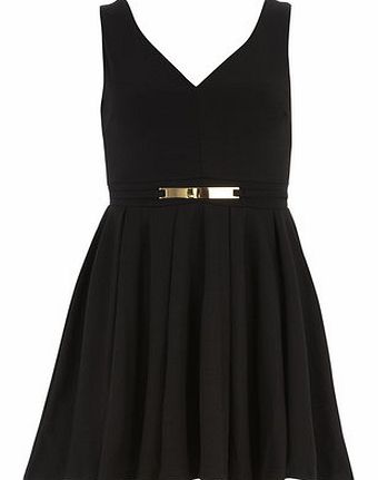 Dorothy Perkins Womens Mela Black Belted V Neck Dress- Black