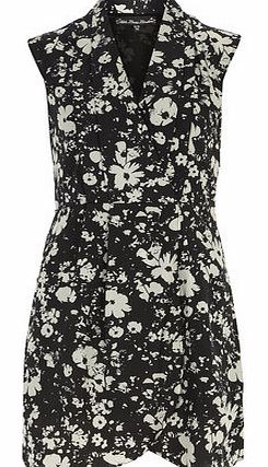 Dorothy Perkins Womens Mela Black Floral Wrap Front Dress- Black