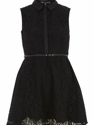 Dorothy Perkins Womens Mela Black Lace Collared Dress- Black