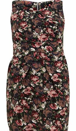 Dorothy Perkins Womens mela Black Rose Print Tie Dress- Black