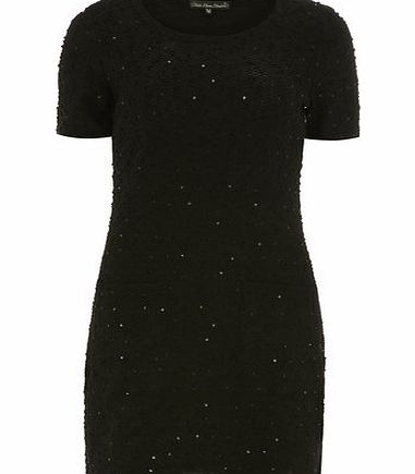 Dorothy Perkins Womens Mela Black Textured Sequin Dress- Black