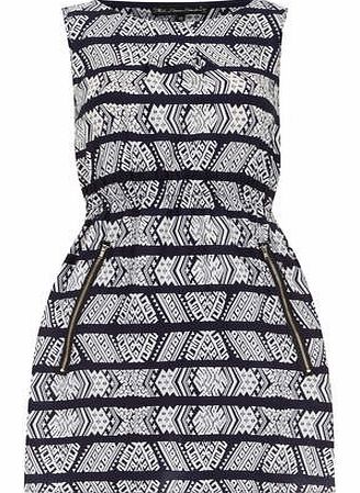 Dorothy Perkins Womens Mela Blue Aztec Print Zip Tunic- Blue