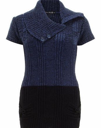 Dorothy Perkins Womens Mela Blue Button Fold Over Tunic- Blue