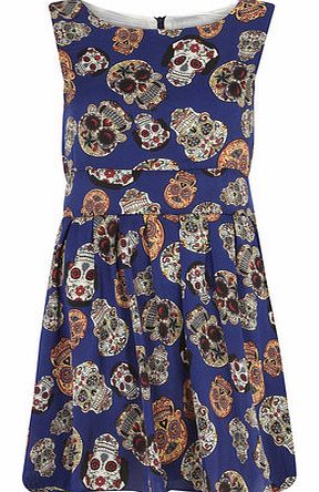 Dorothy Perkins Womens Mela Blue Skull Print Dress- Blue