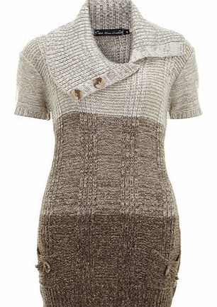 Womens Mela Brown Button Fold Over Tunic- Brown