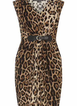 Dorothy Perkins Womens Mela Brown Leopard Print Belt Dress-