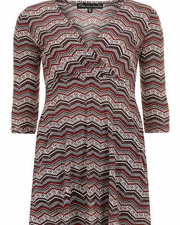 Dorothy Perkins Womens Mela Red Zig Zag Print V Neck Dress- Red