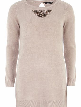 Dorothy Perkins Womens Mink Embellished Tunic- Mocha DP55146622