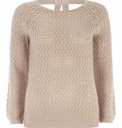 Dorothy Perkins Womens Mink zig zag longline jumper- Mocha