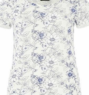Dorothy Perkins Womens Mint Floral Bling Tee- Mint DP56397731