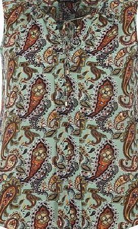 Dorothy Perkins Womens Mint Paisley Tie Top- Green DP05540822