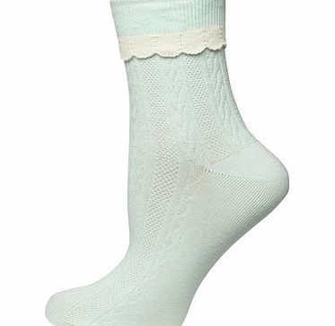 Dorothy Perkins Womens Mint Scallop Welt Ankle Socks- Green