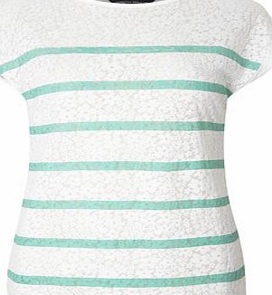 Dorothy Perkins Womens Mint Stripe Burnout Tee- Mint DP56433411