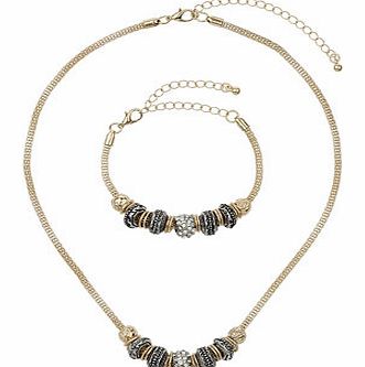 Womens Mixed Metal Bead Jewellery Set- Multi