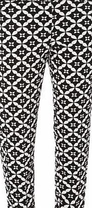 Dorothy Perkins Womens Mono Tile Textured Trousers- Black