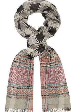 Dorothy Perkins Womens Multi Check Border Woven Scarf- Multi