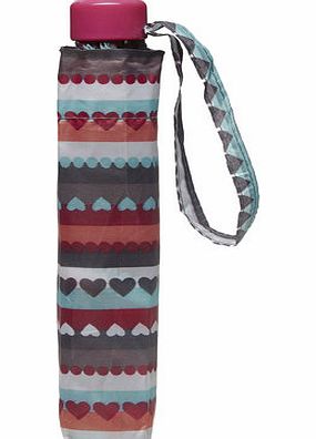 Dorothy Perkins Womens Multi Heart and Stripe Umbrella- Multi