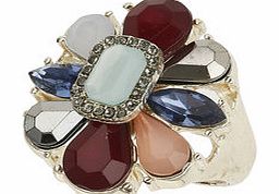 Dorothy Perkins Womens Multi Stone Flower Ring- Gold DP49814881