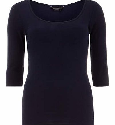 Womens Navy 3/4 sleeve scoop- Navy DP56362223
