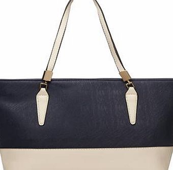Dorothy Perkins Womens Navy and bone block tote bag- Blue