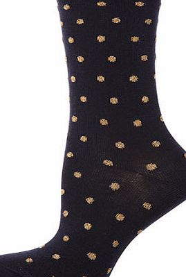 Dorothy Perkins Womens Navy and gold socks- Blue DP16811630