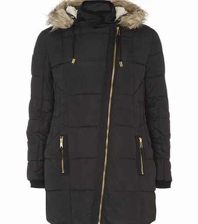 Dorothy Perkins Womens Navy Asymmetric Padded Coat- Blue