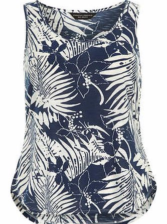 Dorothy Perkins Womens Navy batik palm print vest- Navy.