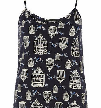 Dorothy Perkins Womens Navy Birdcage Bling Cami Top- Navy