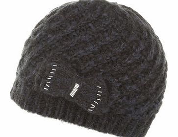 Dorothy Perkins Womens Navy Bow Applique Beanie Hat- Blue