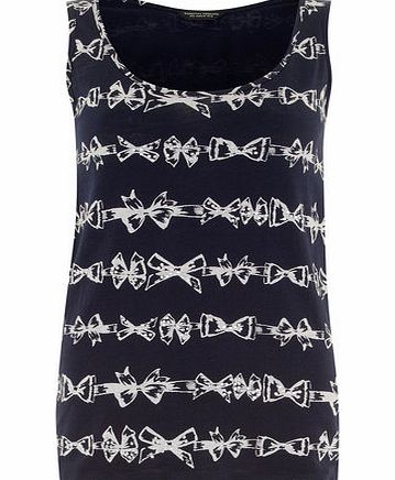 Dorothy Perkins Womens Navy Bow Bling Vest Top- Navy DP56395123