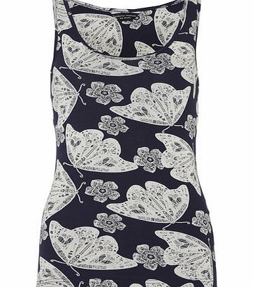 Dorothy Perkins Womens Navy Butterfly Scoop Vest- Navy DP56390423