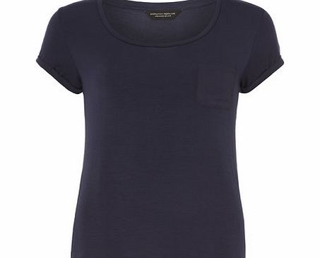 Dorothy Perkins Womens Navy Chiffon Pocket Tee- Navy DP56414523