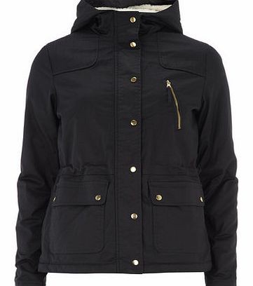 Dorothy Perkins Womens Navy Coated Borg Hood Jacket- Blue