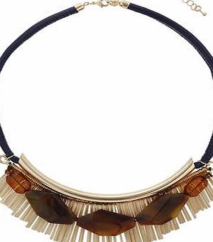 Dorothy Perkins Womens Navy Cord Necklace- Gold DP49815880