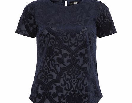 Dorothy Perkins Womens Navy devore tee- Blue DP05496323