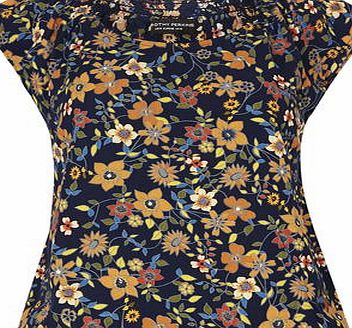 Dorothy Perkins Womens Navy Floral Gypsy Top- Blue DP67201223