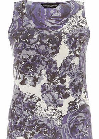 Dorothy Perkins Womens Navy floral print front vest- Blue