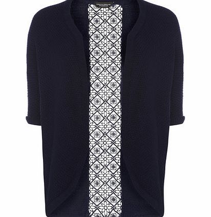 Dorothy Perkins Womens Navy Lace Back Cocoon Cardigan- Blue