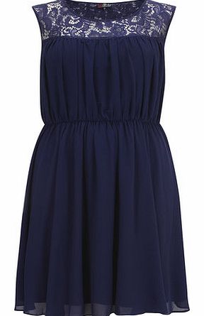 Dorothy Perkins Womens Navy Lace Contrast Dress- Blue DP61030081