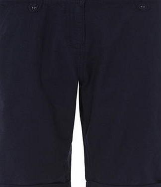 Dorothy Perkins Womens Navy Linen Knee Shorts- Blue DP74422823