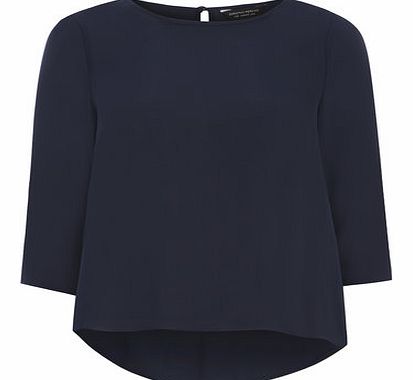Dorothy Perkins Womens Navy Long Sleeve Dip Back Top- Navy
