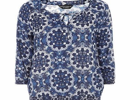 Dorothy Perkins Womens Navy Paisley Print Gypsy Top- Blue