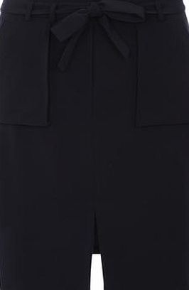 Dorothy Perkins Womens Navy Patch Pocket Tie Waist Skirts- Navy